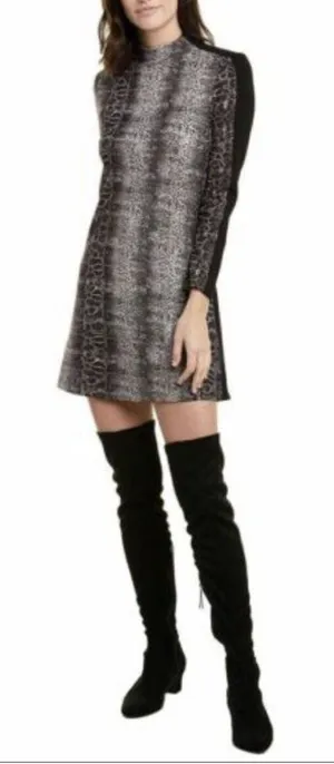 French Connection Snake Print Lula Shirt Dress Long Sleeve Size 8 thumbnail 1