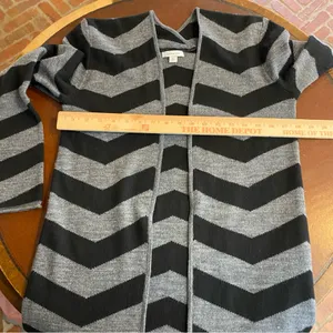 Garnet Hill Wool alpaca‎ Blend Black/Gray Striped Duster Cardigan size small thumbnail 4