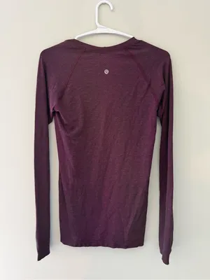 Lululemon Swiftly Tech Long Sleeve Running Top Burgundy Size 6 thumbnail 5