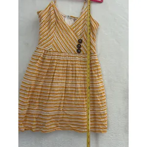 Altar'd State Yellow‎ White Striped Mini Dress Sleeveless Button Detail Large thumbnail 2