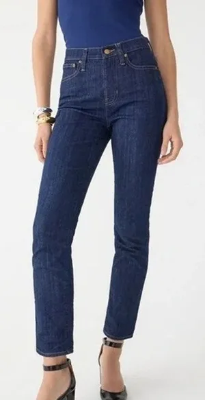 J. Crew 9" Vintage Slim Straight Ankle Cropped Stretch Jean 28 Indigo Dark Blue thumbnail 1