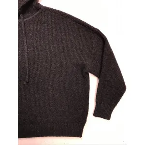 Nuuds Ribbed‎ Knit Hoodie Women Small Gray Oversized Wool Blend Loungewear thumbnail 3