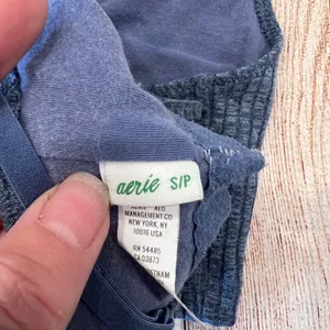Aerie Womens Blue Ribbed Marled Crop Top Adjustable Straps Size S/P thumbnail 4