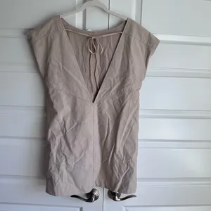 Free People Sawyer Mini Dress Vegan Suede in Oat‎ Milk thumbnail 4