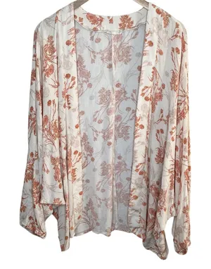 Altard State Womens Boho Floral Open Front Kimono Cardigan Size Large thumbnail 1