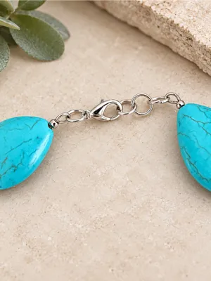 Southwestern Faux Turquoise Statement Necklace w/ Silver Accents PRETTY thumbnail 4