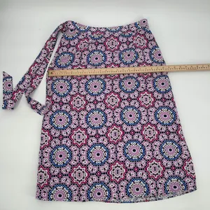 Loft Petites Skirt Womens 10P Purple Geometric Medallion Linen Blend Wrap Midi thumbnail 10