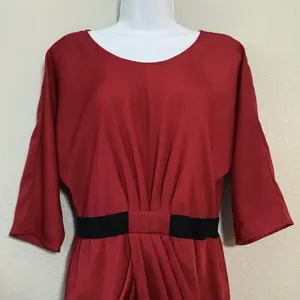 Red Christmas Party Holiday Mrs. Claus Santa Dress M/L‎ Preppy Old Money Retro thumbnail 2