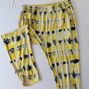 Cabi Atomic Lounger Pants Yellow Tie Dye Ruched Rayon Large‎ thumbnail 4