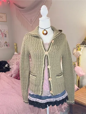 Y2K Tan Knit Button thumbnail 8