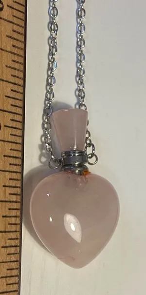 Source Unknown Rose Quartz Pink Heart Necklace/perfume bottle thumbnail 1