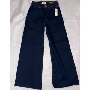 Maeve Anthropologie the Ettie High Rise Wide Leg Cropped Raw Hem Jeans Dark Wash thumbnail 2