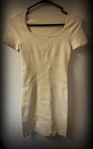 OQQ Women's Ribbed Square Neck Short Sleeve Fitted Mini Dress thumbnail 1