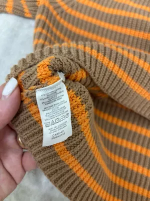 Ann Taylor roll neck sweater striped preppy orange and tan Size Petite Small thumbnail 3