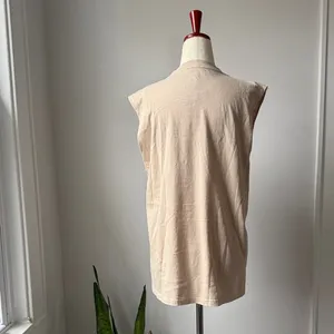 Goodie Two Sleeves Women's Sleeveless Muscle Tee in Light Beige Hendrix Graphic Distressed Tank thumbnail 3