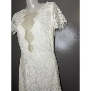 STORIA Last First Kiss Dress Womens Small White Lace Sheath Mini Wedding Party thumbnail 5