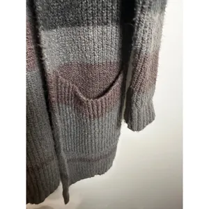 American Eagle‎ Womens Gray Striped Hooded Open Front Chunky Ribbed Cardigan XS thumbnail 3