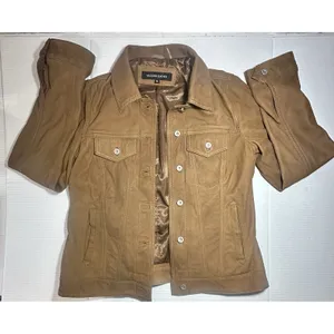 Wilsons Leather Chloe Trucker Jacket Womens Size Medium Retro 90s Biker‎ Brown thumbnail 4