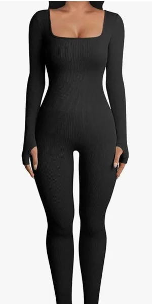 Brand New OQQ Square Neck Long Sleeve Bell Bottoms Jumpsuits Size M thumbnail 1