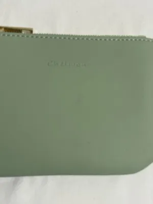 Chelmon Sage Green Faux Leather Zip Coin Purse Pouch Wallet Minimalist Gold Zip thumbnail 2
