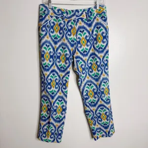 Peter Millar Wicking Pants 6 Cropped Golf Cotton Blend Blue White Coastal‎ Prep thumbnail 2