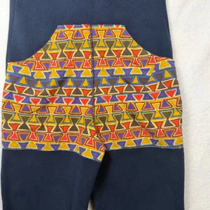 Patagonia Women's Fleece Jumpsuit Small Navy Geometric Cabincore Outdoor Lounge thumbnail 12