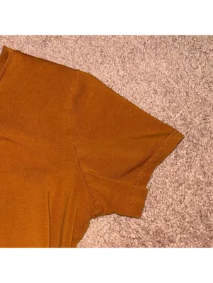 Mangopop brown short sleeve stretch snap close bodysuit casual basic minimal thumbnail 3