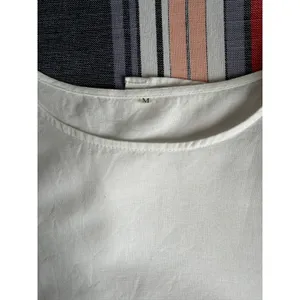 White Linen Cotton Asymmetrical Button Blouse Women's Relaxed Fit Top thumbnail 5