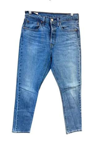 Levi's Premium 501 Skinny Jeans Womens 27x27 Big E Medium Indigo Wash Button Fl thumbnail 1