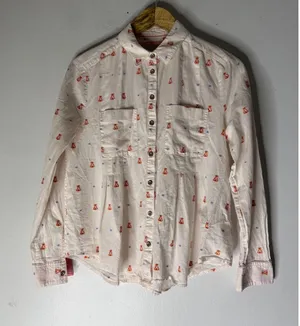 Maeve Anthropologie Shirt Womens 2 Red Button up Long Sleve Pleat Flare TeePee thumbnail 1