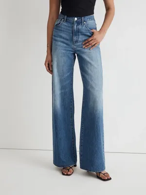 Madewell Superwide Leg Jeans High Rise Blue Denim Size 28 thumbnail 2