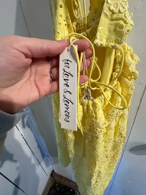 FOR LOVE AND LEMONS NWT NATALIA Yellow Eyelet Cutout Mini Dress thumbnail 7