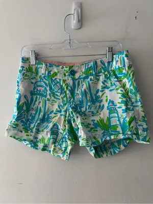 Lilly Pulitzer Callahan Shorts Lighthouse Seaweed Print Size 0‎ thumbnail 2