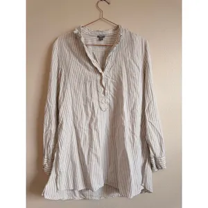 Aerie Tunic Top Women Medium Grey Striped Collar‎ Long Sleeve Boho Casual thumbnail 3