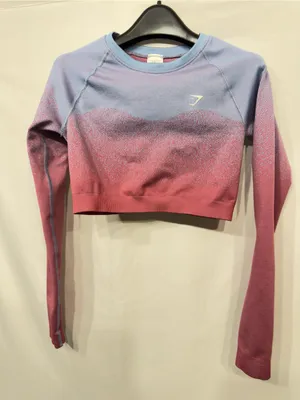Gymshark Women's Adapt Ombre Seamless Long Sleeve Crop Top Blue/Purple Size M thumbnail 4