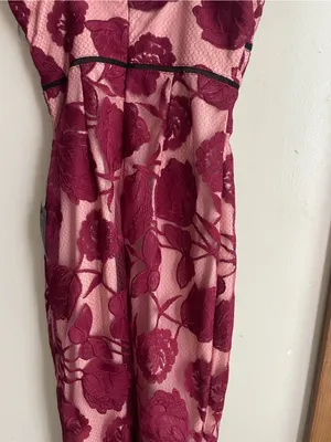 Lulus Alluring Dream Burgundy Floral Mesh Lace Trumpet Midi Dress thumbnail 13