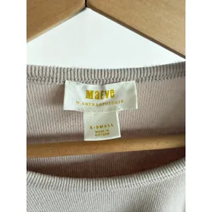 Maeve Anthropologie Pink Ribbed Long Sleeve Top Shoulder Patch‎ XS thumbnail 3