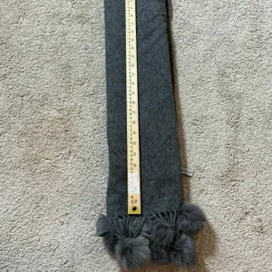 Luxury Grey Wool‎ Fur Blend Scarf with Pom Pom Tassels thumbnail 5