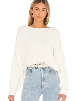 NEW Free People Cabin Fever Pullover Sweater‎ Women’s Large Cabincore Cozy thumbnail 1