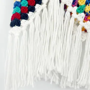 Womens‎ Crochet Granny Square Boho Festival Coachella Beach Fringe Crop Top OS thumbnail 4
