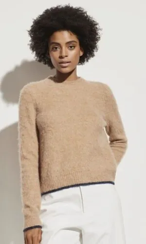 Vince Contrast Tip Wool Alpaca Blend Crew Neck Long Sleeve Sweater Brown Size S thumbnail 1