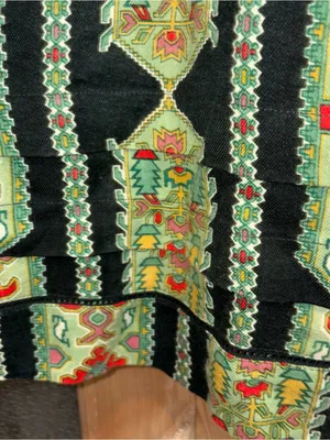 April Cornell Peru Ruffled Hem Blouse Top Olive Floral Green Herbs L thumbnail 9
