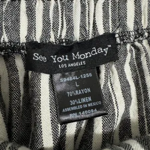 See You Monday Linen Blend Striped Midi Skirt‎ Size L Black White Nautical Cottagecore Modest thumbnail 3