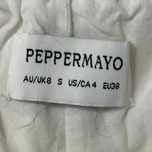 Peppermayo Women's White Drawstring High Rise Embroidered Wide Leg Pants Size 4 thumbnail 4