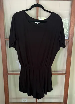 Z Supply Black Short Sleeve Elastic Waist Romper Small Casual Lounge One Piece thumbnail 1