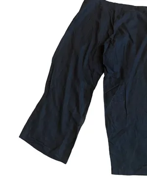 Linen & Co Black Linen Wide Leg Drawstring Pants Palazzo Cropped Large Women's thumbnail 10