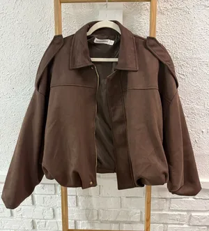 Bronze Snake Faux Suede Bomber Jacket Brown thumbnail 1