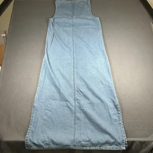Vtg Mountain Lake Casuals Dress Womens Small Blue Denim Floral Maxi Jumper thumbnail 10