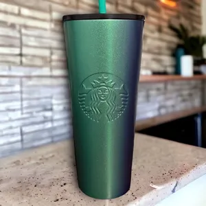 Starbucks NEW Stainless Steel Green & Blue Ombré 24 oz Tumbler with Straw thumbnail 7