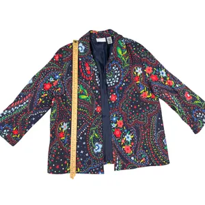 Alfred Dunner Colorful Floral Paisley Print Open Front Jacket‎ Blazer Size 14 thumbnail 3